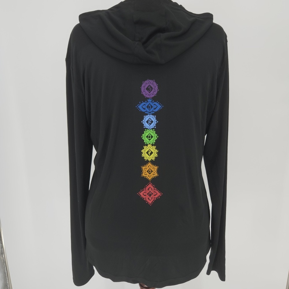 Sport-Tek Chakra Hooded Pullover Women's XL Black Yoga Thumbhole Hoodie Pride